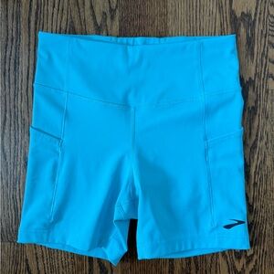 Brooks vivid teal running compression biker shorts M